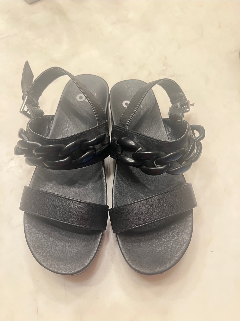 SO Black Chain-Link Slingback Sandals